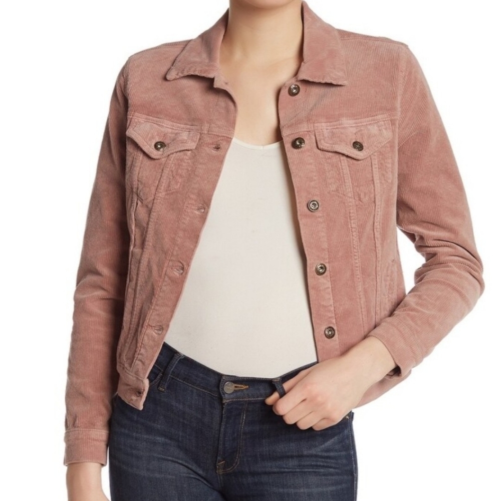 Blush Pink Corduroy Trucker Jacket
